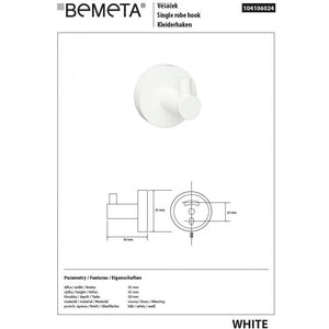 Appendiabiti singolo da parete BIANCO in ottone bianco 5,5cm