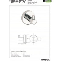 Appendiabiti singolo OMEGA in ottone cromato 5,5x5,5x5cm