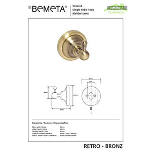 Appendiabiti singolo RETRO in ottone 6,5x6,5x6,5 cm