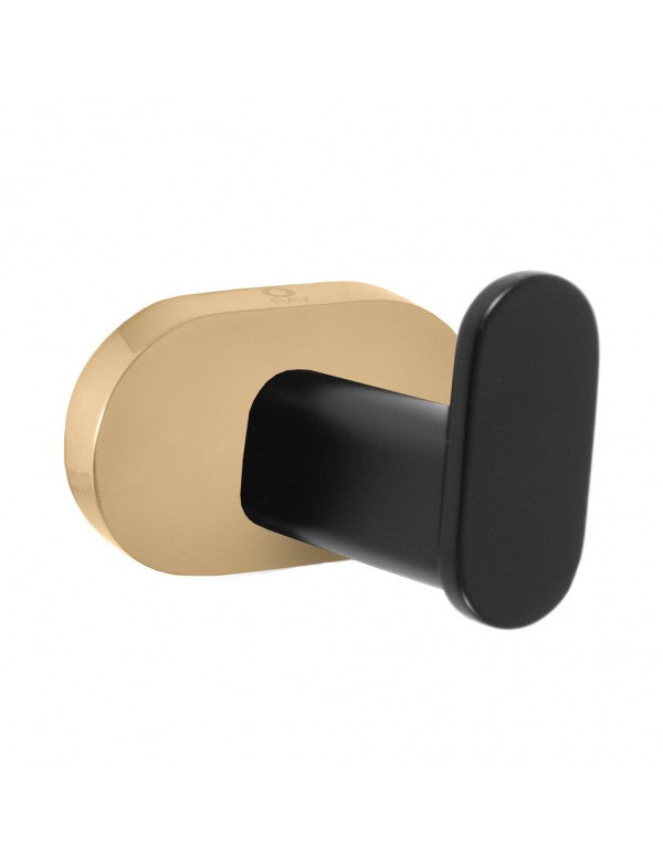 YUKON Appendiabiti Singolo in Ottone Nero Oro 5,6 cm