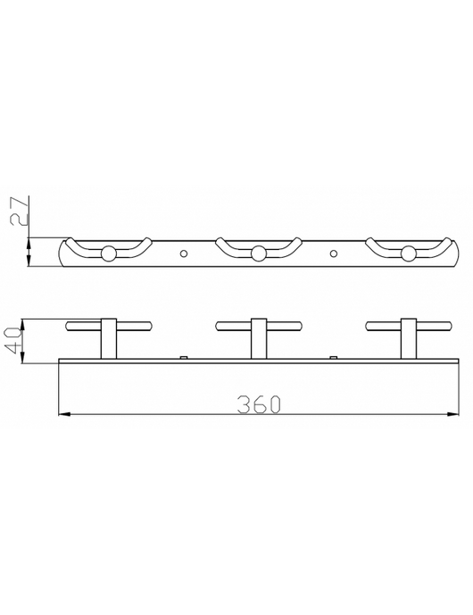 COLORADO gancio triplo doppio in ottone bronzo 36 cm