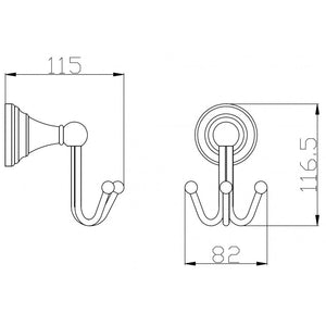 MORAVA Gancio Triplo Cappotto Retrò in Ottone Nero 11,5x8,2x11,6 cm
