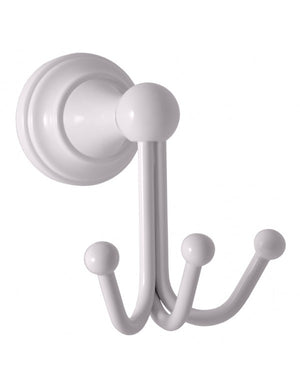 Appendiabiti triplo retrò MORAVA in ottone bianco 11,5x8,2x11,6 cm