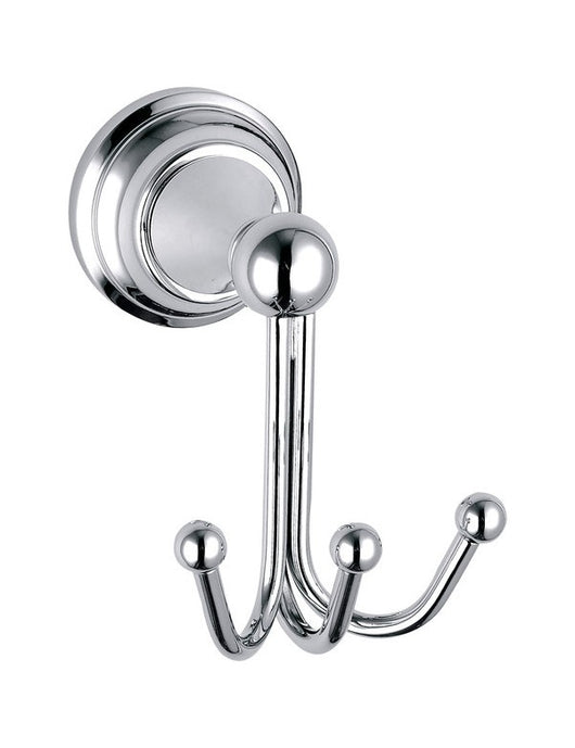 MORAVA Gancio Triplo Cappotto Retrò in Ottone Cromato 11,5x8,2x11,6 cm