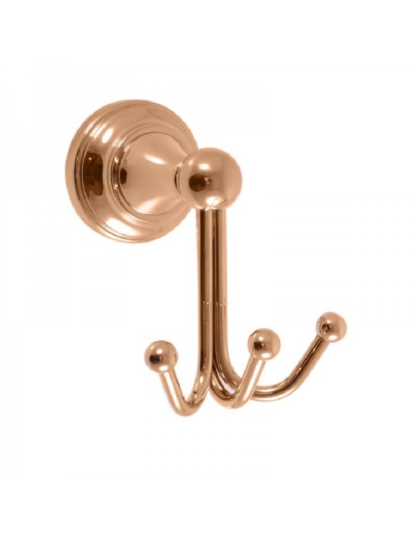 Appendiabiti triplo retrò MORAVA in ottone dorato 11,5x8,2x11,6 cm