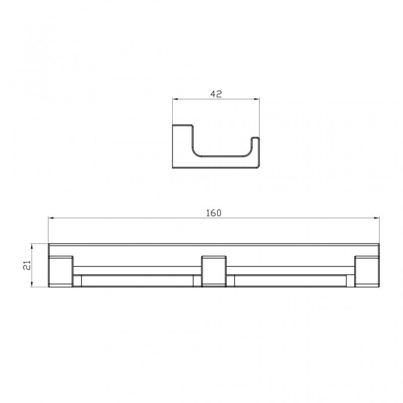 Gancio triplo cappotto NIL in ottone cromato 16x4,2x2,1 cm