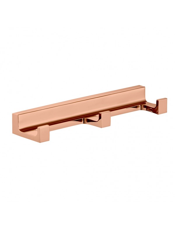 Gancio appendiabiti triplo NIL in ottone oro rosa spazzolato 16x4,2x2,1 cm