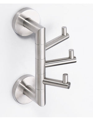 NEO Gancio Cappotto Triplo Rotante in Acciaio Inox 7x19x10cm