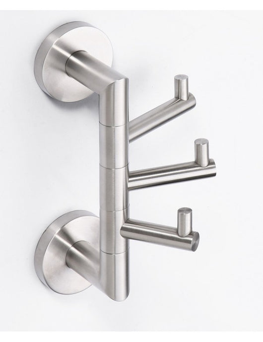 NEO Gancio Cappotto Triplo Rotante in Acciaio Inox 7x19x10cm