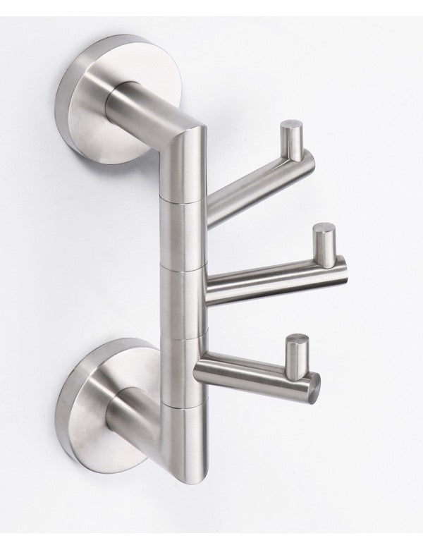 NEO Gancio Cappotto Triplo Rotante in Acciaio Inox 7x19x10cm