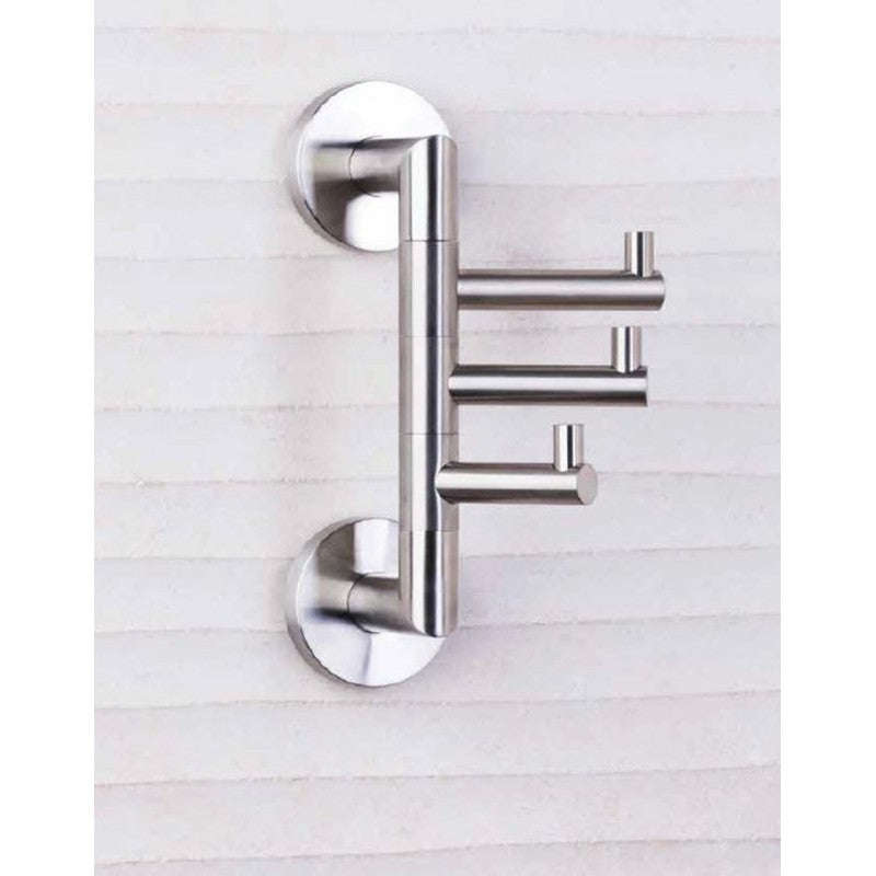 NEO Gancio Cappotto Triplo Rotante in Acciaio Inox 7x19x10cm