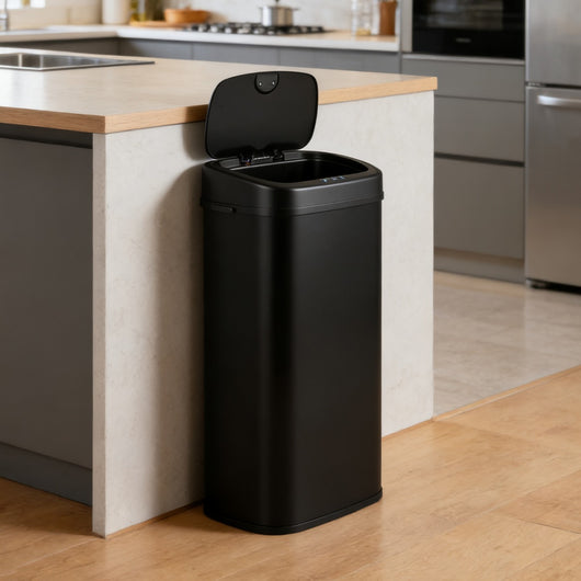 Pattumiera da 68l cestino dei rifiuti con sensore a infrarossi e design a doppia zona-Pattumiera coperchio con funzione stay open