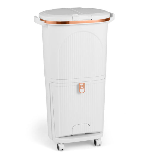 Pattumiera cucina 38l coperchi bidone differenziata 2 secchi rimovibili-Pattumiera contenitore per rifiuti soggiorno Bianco