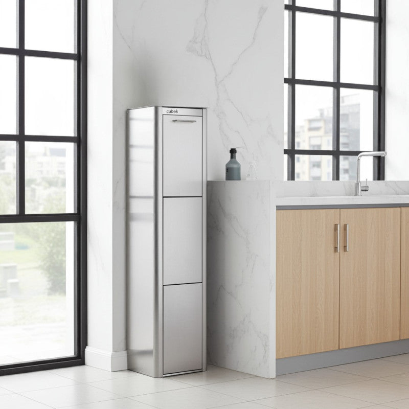 Pattumiera a 3 scomparti per raccolta differenziata, CUBEK