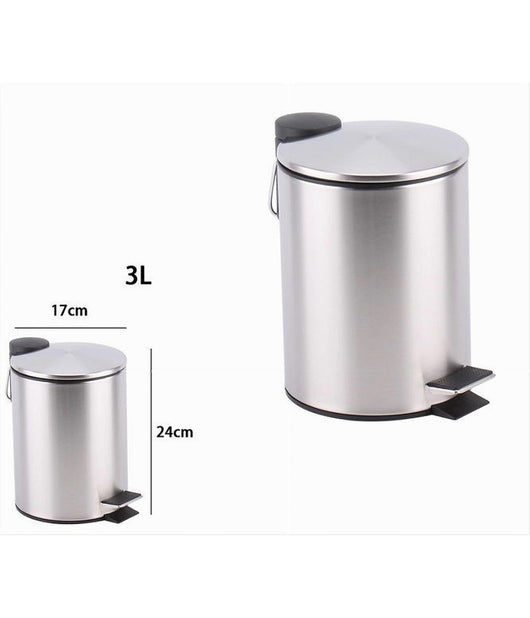Pattumiera Acciaio A Pedale 3 Litri Bidone Cestino Spazzatura Bagno Casa 87443         