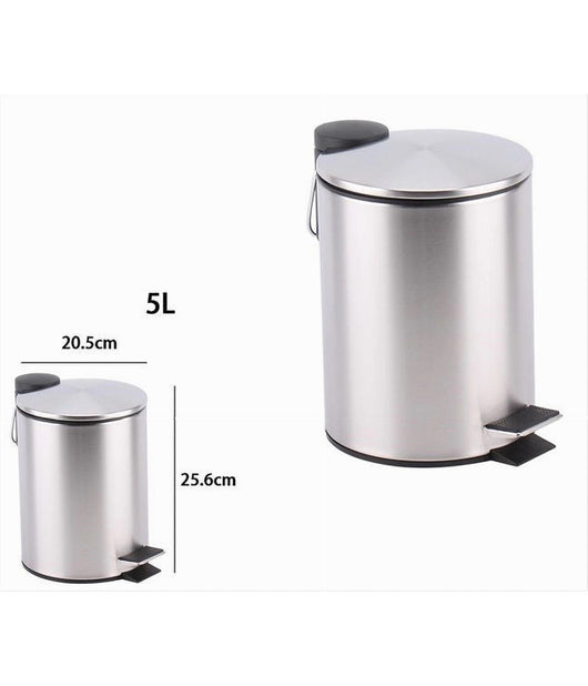 Pattumiera Acciaio A Pedale 5litri Bidone Cestino Spazzatura Da Bagno Casa 87444         