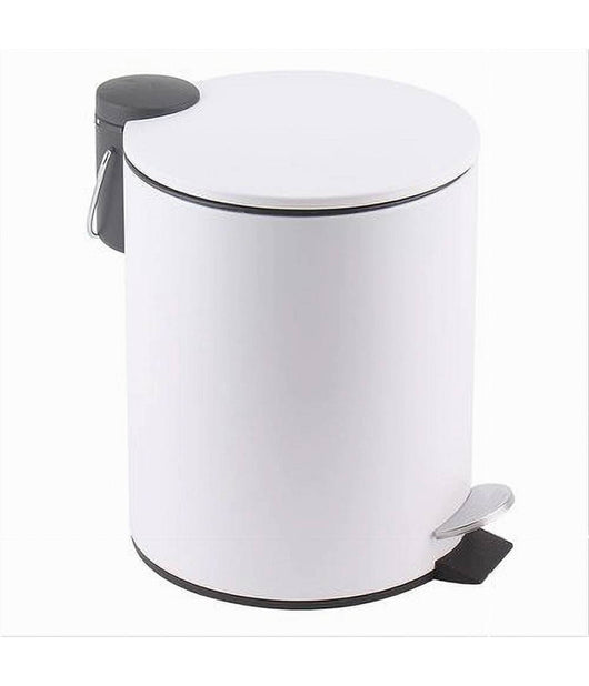 Pattumiera Acciaio Pedale 5 Lt Bidone Cestino Spazzatura Bagno Casa Bianco 87450         
