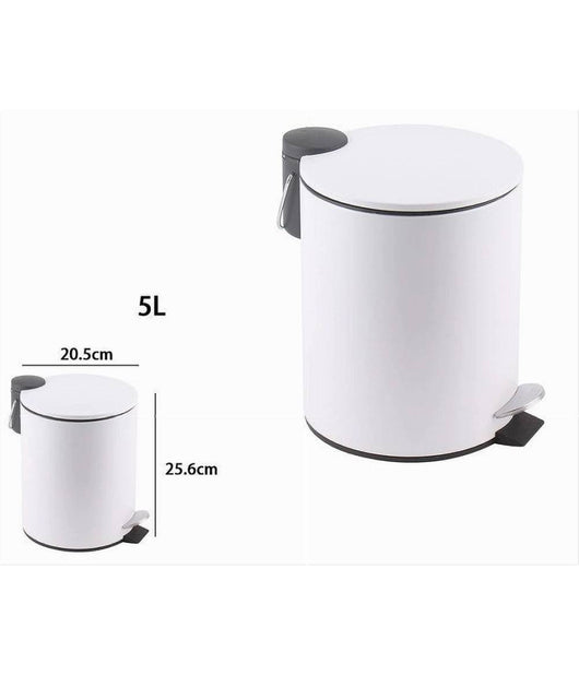 Pattumiera Acciaio Pedale 5 Lt Bidone Cestino Spazzatura Bagno Casa Bianco 87450         