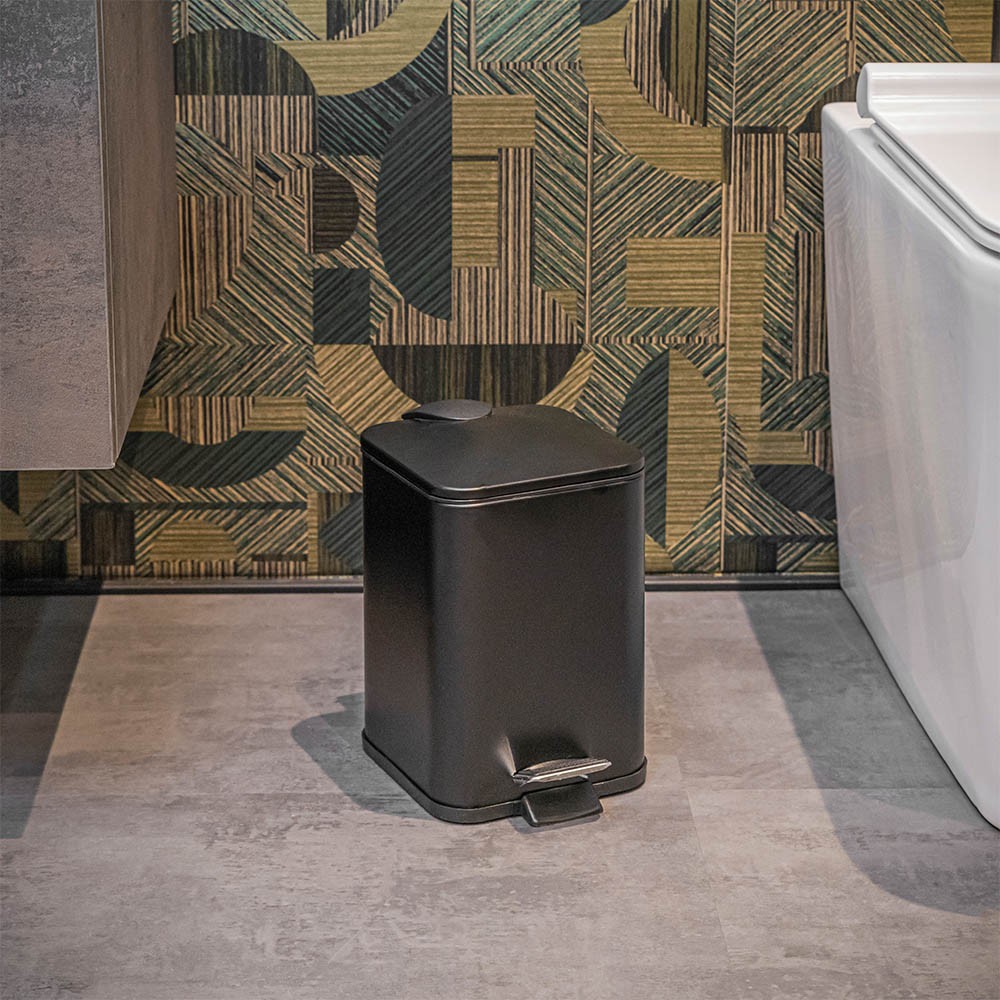 Pattumiera bagno 3lt in acciaio nero con pedale e secchio estraibile