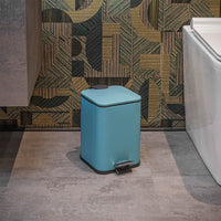 Pattumiera bagno 3lt in acciaio turchese pastello con secchio estraibile