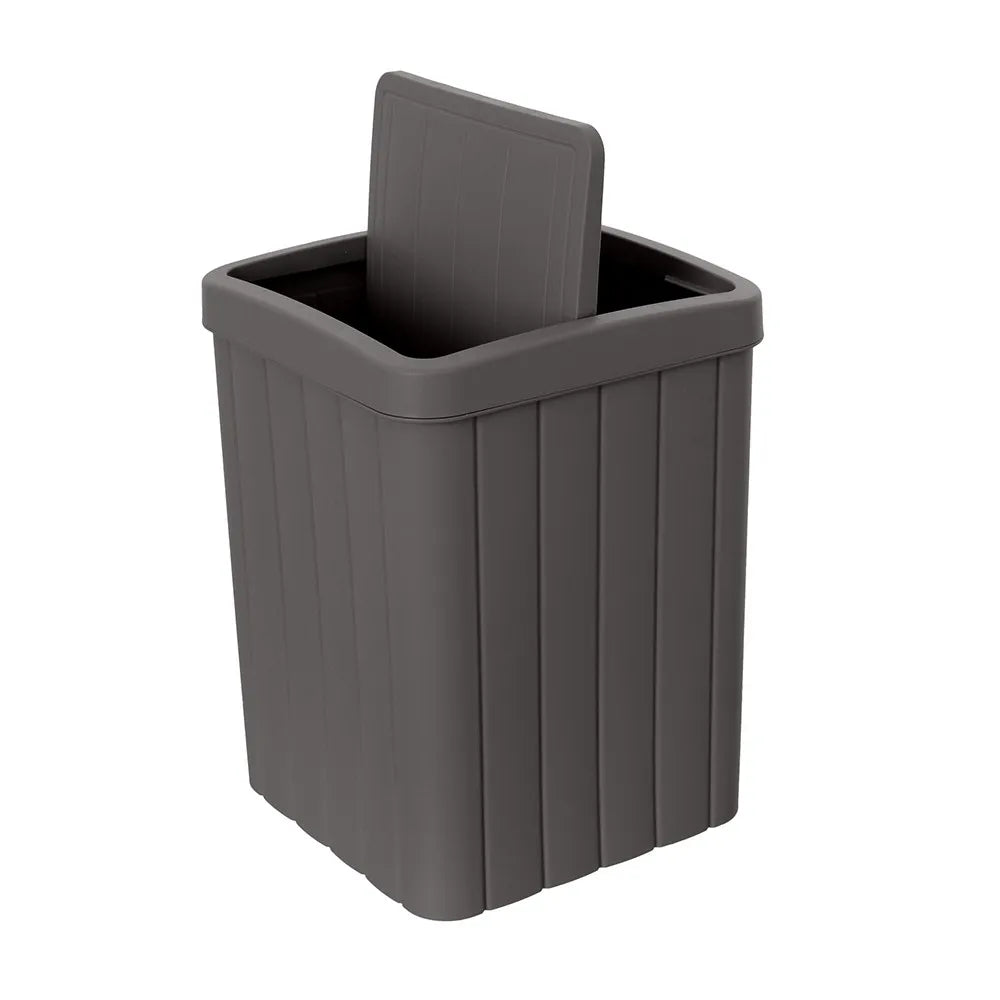 Pattumiera bagno antracite in plastica 10 lt con coperchio basculante Buzz