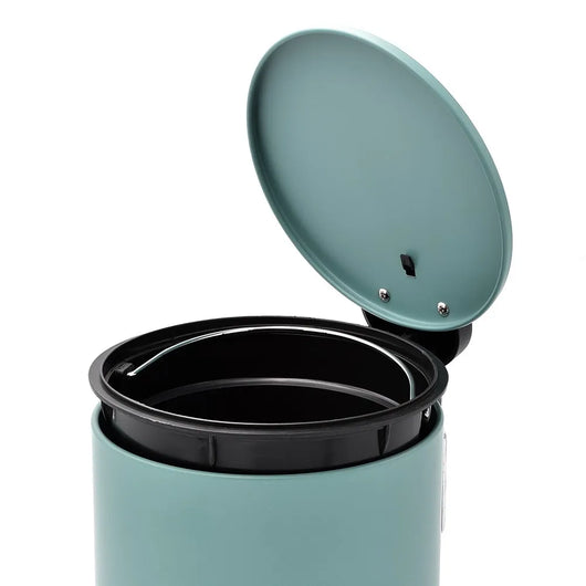 Pattumiera bagno in acciaio acquamarina con pedale e coperchio slim 3 lt