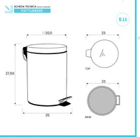 Pattumiera bagno in acciaio cromato 5 Litri salvaspazio