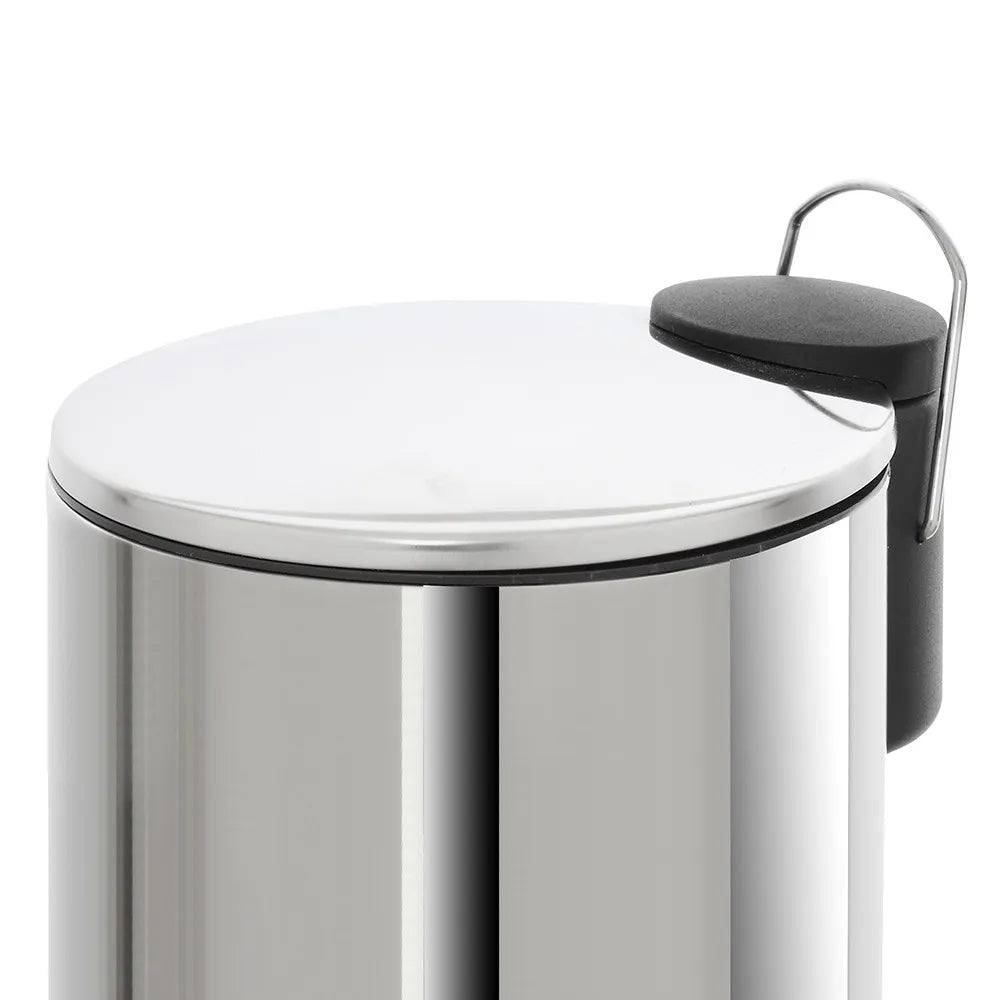 Pattumiera bagno in acciaio cromato con pedale e coperchio slim 3 lt