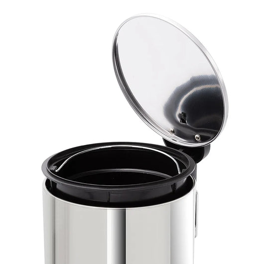 Pattumiera bagno in acciaio cromato con pedale e coperchio slim 3 lt