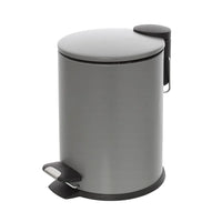 Pattumiera bagno in acciaio grigio con pedale e coperchio slim 3 lt