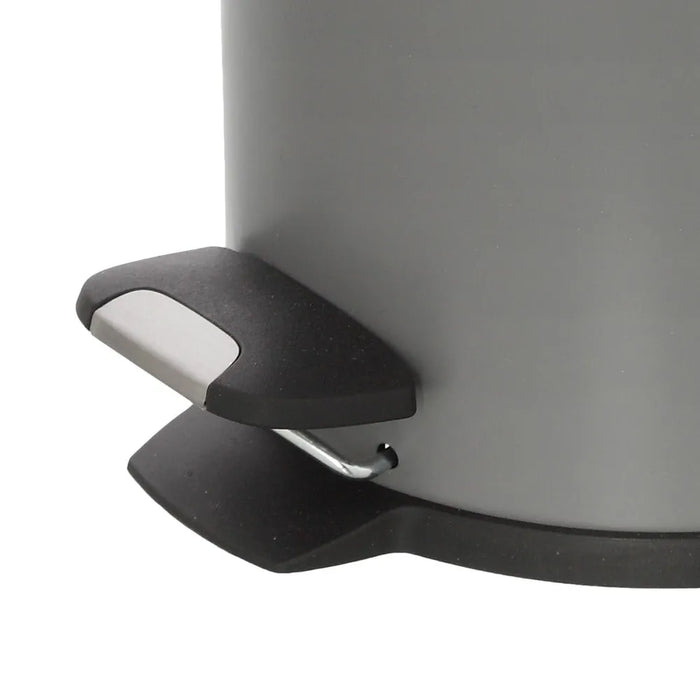 Pattumiera bagno in acciaio grigio con pedale e coperchio slim 3 lt