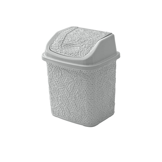 Pattumiera bagno in plastica grigia capienza 5,5 lt con coperchio basculante