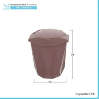 Pattumiera bagno rosa con coperchio basculante e capacità 5,5 lt