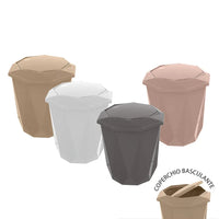 Pattumiera bagno tortora con coperchio basculante e capacità 5,5 lt