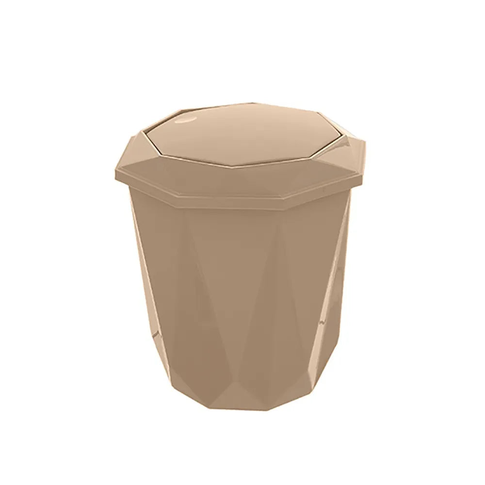 Pattumiera bagno tortora con coperchio basculante e capacità 5,5 lt