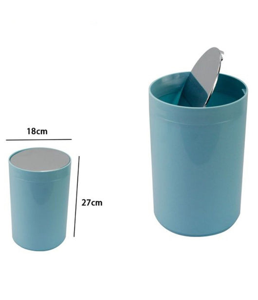 Pattumiera Cestino Secchio Rifiuti Celeste Arredo Bagno Coperchio Basculante 79891         