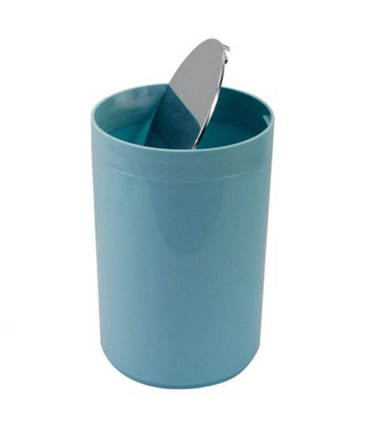Pattumiera Cestino Secchio Rifiuti Celeste Arredo Bagno Coperchio Basculante 79891         