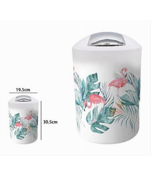 Pattumiera Cestino Secchio Rifiuti Gettacarte Accessorio Bagno Fenicotteri 69968         