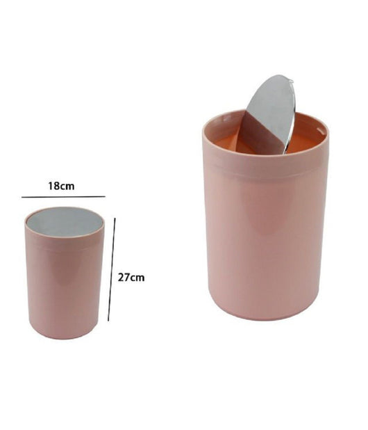 Pattumiera Cestino Secchio Rifiuti Rosa Accessorio Bagno Coperchio Basculante 79873         