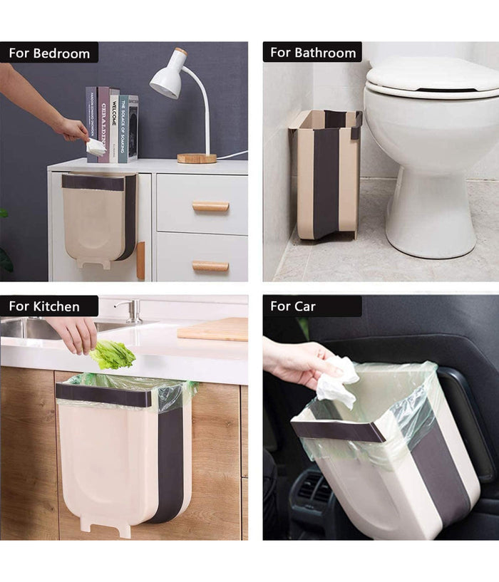 Pattumiera Da Cucina Cestino Spazzatura Sospeso Pieghevole In Plastica Da Anta         