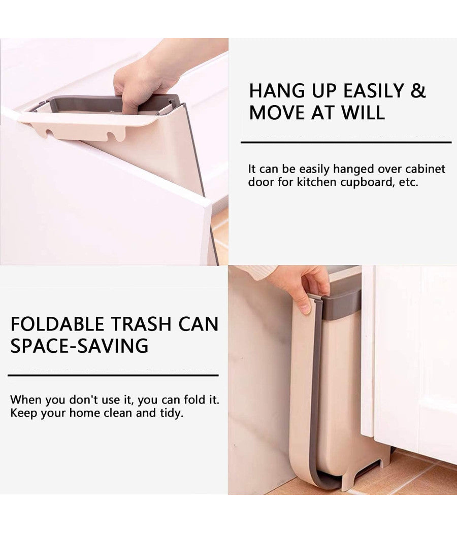 Pattumiera Da Cucina Cestino Spazzatura Sospeso Pieghevole In Plastica Da Anta         