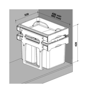 Pattumiera estraibile 2 contenitori e 1 vassoio Tank40
