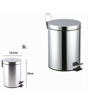Pattumiera In Acciaio A Pedale 3lt Bidone Cestino Spazzatura Differenziata 87441         
