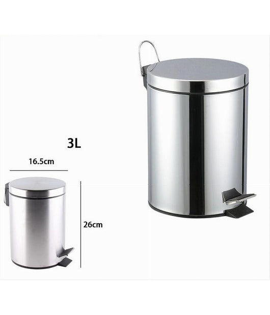 Pattumiera In Acciaio A Pedale 3lt Bidone Cestino Spazzatura Differenziata 87441         