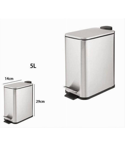 Pattumiera In Acciaio A Pedale 5litri Bidone Cestino Spazzatura Rettangolo 87447         
