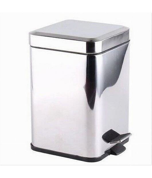 Pattumiera In Acciaio A Pedale 6 Litri Bidone Cestino Spazzatura Quadrato 87446         