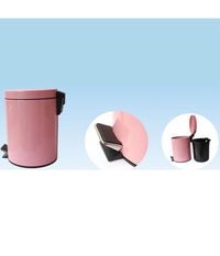 Pattumiera In Acciaio A Pedale 8 Litri Bidone Cestino Spazzatura Rosa         