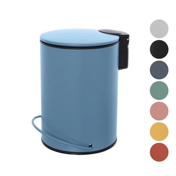 Pattumiera in acciaio blu soft-close con secchio estraibile Spring