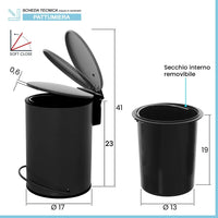 Pattumiera in acciaio nero soft-close con secchio estraibile Spring