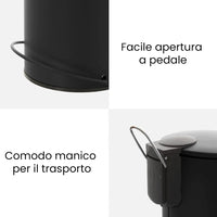 Pattumiera in acciaio nero soft-close con secchio estraibile Spring